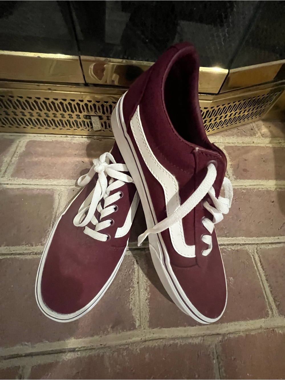 Vans Burgundy Low-Top Sneakers with White Stripe